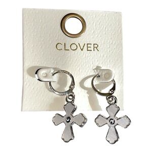 •White Cross Evil Eye 🧿 Dangle Earrings•